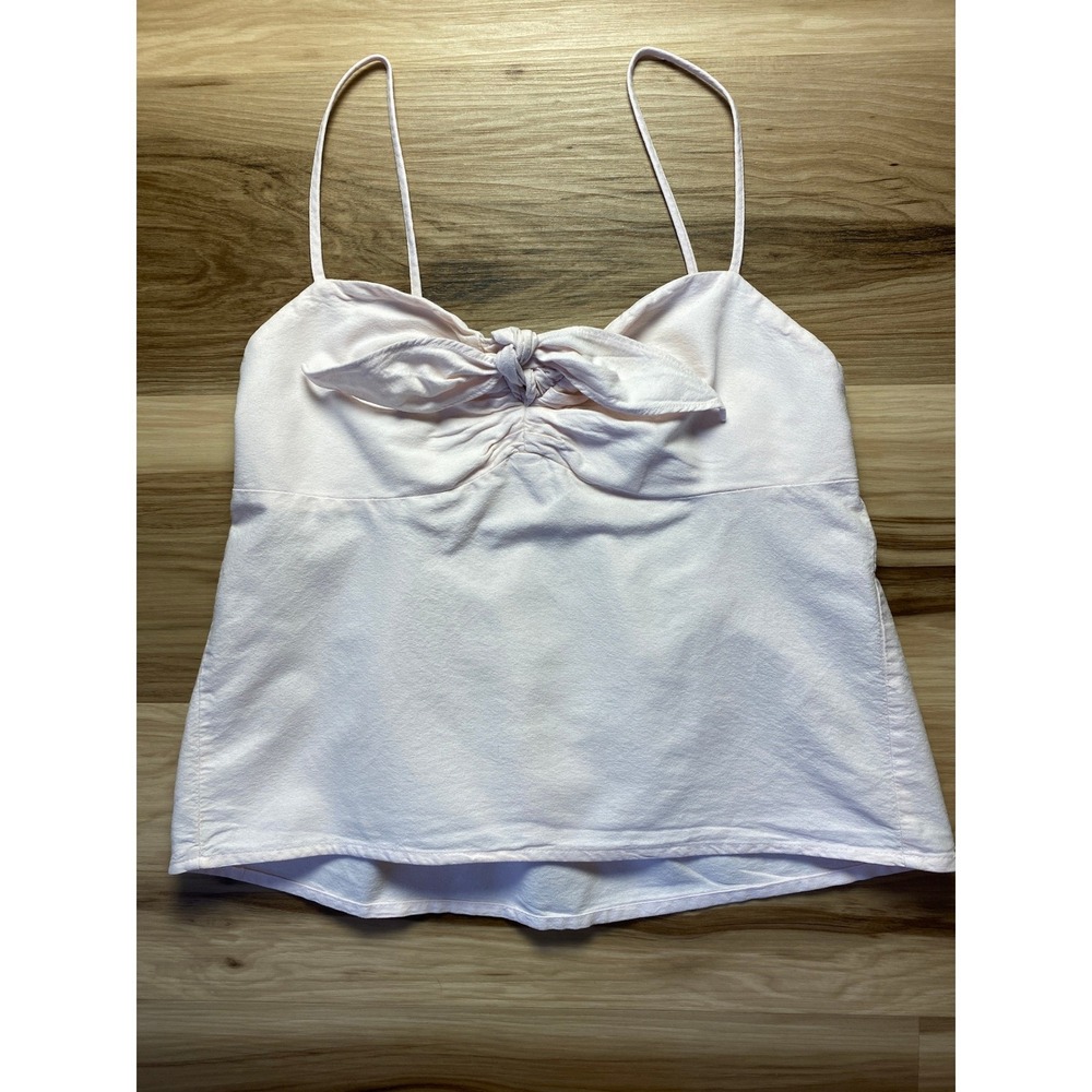 John Galt Brandy Melville Light Pink Tie Front Cami Top Smocked Back One Size